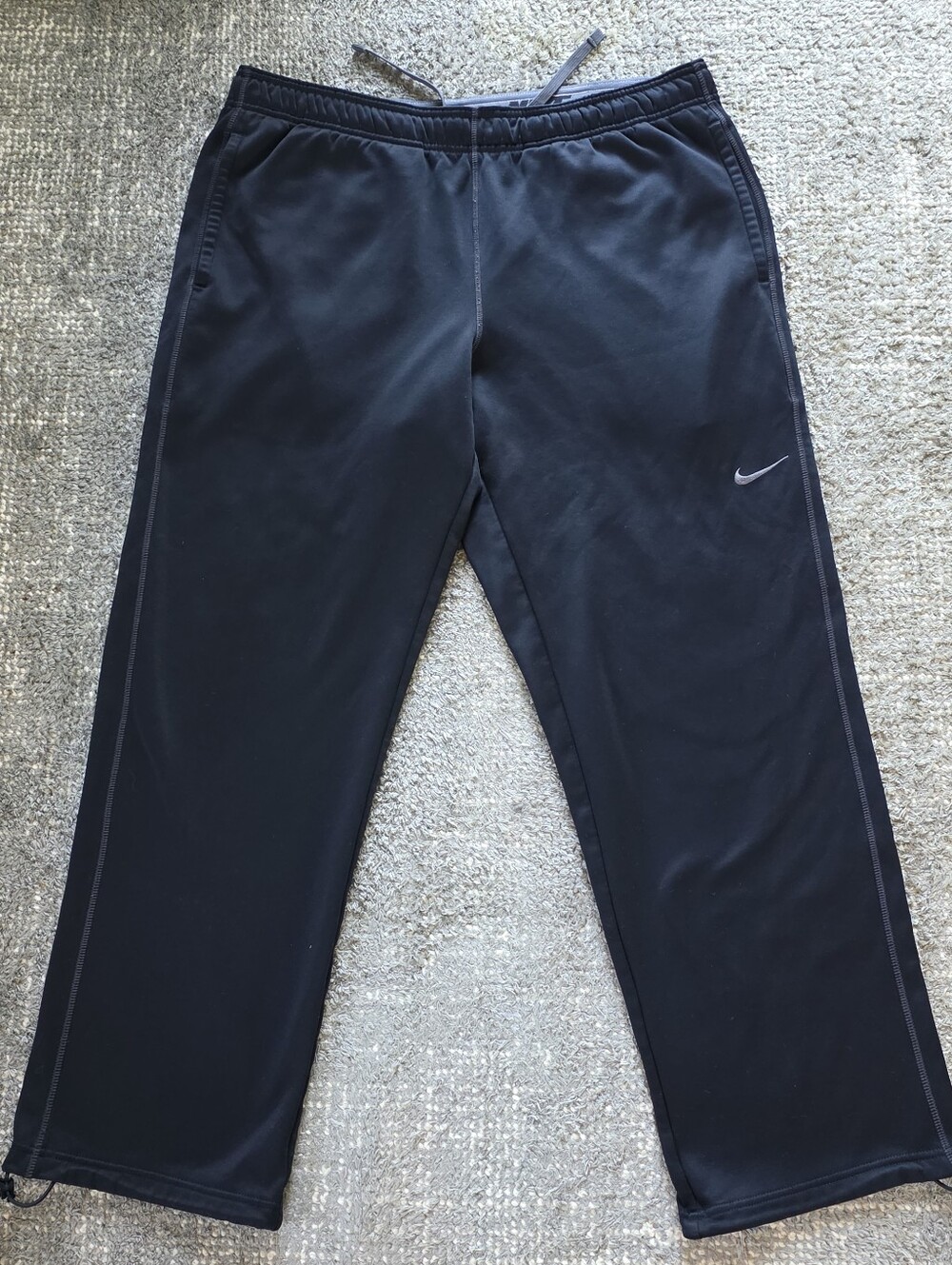 Nike Therma-Fit Fleece Lined Pants Men's L Black Waist Elastic & Drawstring